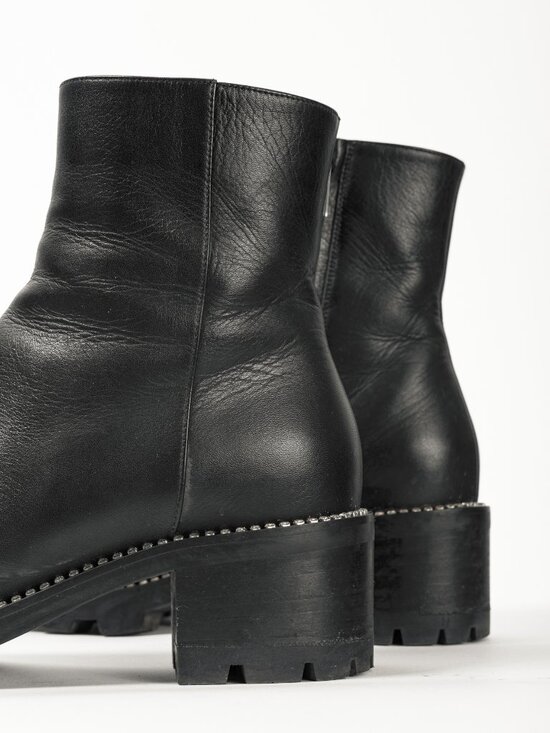 Jimmy Choo Mava 35 Black Smooth Leather Crystal-Trim Ankle Boots - Picture 9 of 11